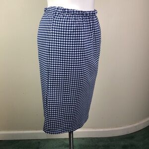 Vintage Midi Skirt Handmade Blue Gingham